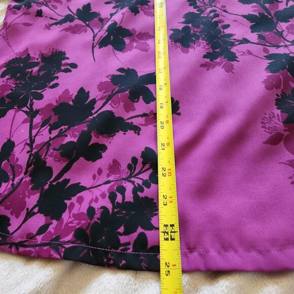 Worthington pink & purple black floral blouse Sz M Asian Inspired Flowy Summer - Picture 8 of 8